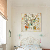 Картина Сиреневые крыши (60х60 см) (бежевый, сиреневый, оливковый)