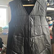 Мужская одежда handmade. Livemaster - original item Unisex sheepskin leather vest black. Handmade.