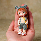 Author's miniature doll 8,5cm, for a Dollhouse