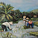 The rice harvest oil painting China plantation, Pictures, Moscow,  Фото №1