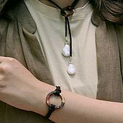 Кожаный браслет "Каменный цветок"