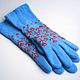 Blue gloves with red roses, Gloves, Moscow,  Фото №1