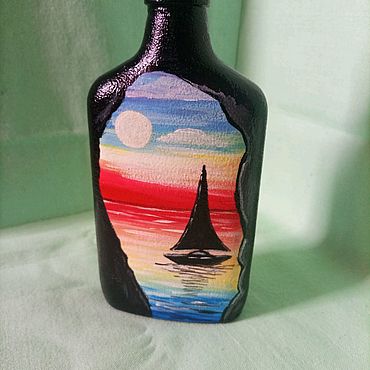 Посуда ручной работы. Ярмарка Мастеров - ручная работа Расписаная бутылочка. Handmade.