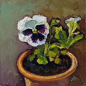 Картины и панно handmade. Livemaster - original item Painting Pansies Still Life Oil Painting with Flowers 15 x 15. Handmade.