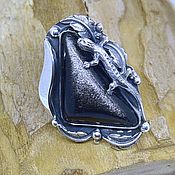Украшения handmade. Livemaster - original item Lagarto anillo de plata de ley 925 obsidiana sp0152. Handmade.