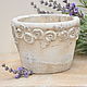 Flower pot is made of concrete with an oversized Rose print, Provence Vintage, Pots1, Azov,  Фото №1