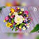 Букет нежных цветов и ирисов в плетёной корзине. Цветы. Flowerdecor337. Ярмарка Мастеров.  Фото №5