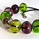 Бусы пузыри  Зелень и сирень lampwork  бохо, Колье, Санкт-Петербург,  Фото №1