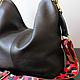  Черная кожаная сумка с широким ремешком. Сумка через плечо. Olga'S Luxury Creation. Ярмарка Мастеров.  Фото №5