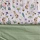 Fabric cotton satin Chinese natural Provence bunnies on gray, Fabric, Moscow,  Фото №1