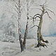 Картина Зима (масло холст пейзаж снег голубой бело-серый), Картины, Смоленск,  Фото №1