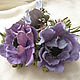 Jewelry made of leather, flowers. Brooch pin BOUQUET PURPLE ANEMONES. Brooches. Irina Vladi. My Livemaster. Фото №5