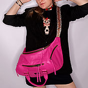 Сумки и аксессуары handmade. Livemaster - original item Waist bag pink with leopard large. Handmade.