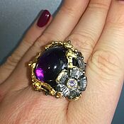 Украшения handmade. Livemaster - original item Purple Flowers ring with Uruguayan amethyst. Handmade.