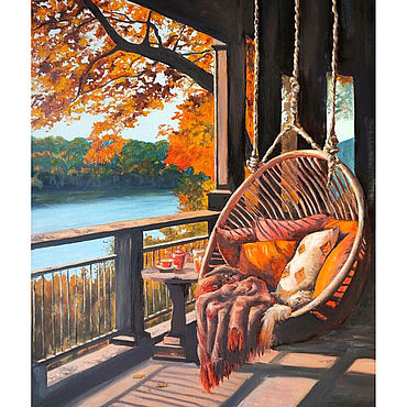 Картины и панно ручной работы. Ярмарка Мастеров - ручная работа Картина маслом Уютная осень, осенний пейзаж, золотая осень картина. Handmade.