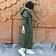 Women's Long Cardigan with Khaki Hood, Cardigans, Yerevan,  Фото №1
