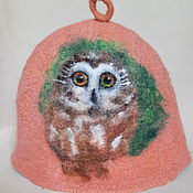 Дача и сад handmade. Livemaster - original item Bath accessories: a hat for a bath with an owl. Handmade.