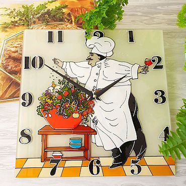 Для дома и интерьера ручной работы. Ярмарка Мастеров - ручная работа Часы настенные кухонные Повар,30 см. Handmade.
