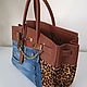Сумка джинсовая - кожаная  в стиле Birkin 35. My Handmade. Классическая сумка. Magic denim in art. Ярмарка Мастеров.  Фото №5