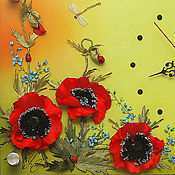 Для дома и интерьера handmade. Livemaster - original item Wall clock with poppies "Love". Handmade.