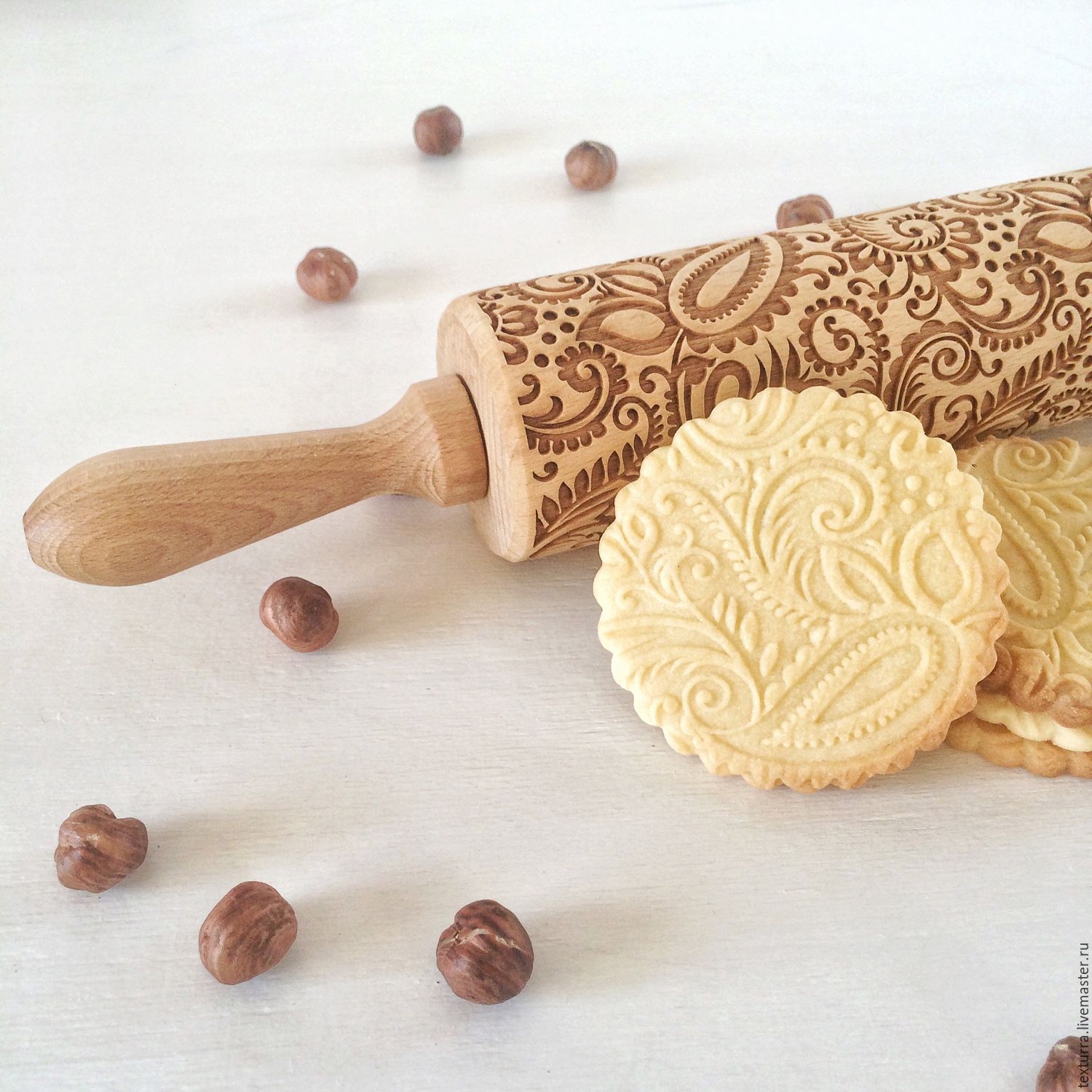 PAISLEY Embossing rolling pin, laser engraved rolling pin/ Texturra