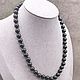 Black beads for women made of natural stone morion