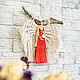  ангел с крыльями в коралловом платье. Панно макраме. Текстильная лавка  NATALINI. Ярмарка Мастеров.  Фото №4