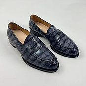 Обувь ручной работы handmade. Livemaster - original item Loafers made of genuine crocodile leather, in gray.. Handmade.