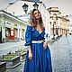 Платье из льна с открытым декольте "Горошек на синем", Платья, Москва,  Фото №1