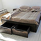 Кровать-подиум "Дубонос", массив дуба с тремя ящиками. Кровати. Семейная мастерская 'Панихин'. Ярмарка Мастеров.  Фото №5