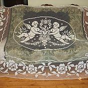 Винтаж handmade. Livemaster - original item Antique tulle (bedspread) handmade-Cupids and roses. Handmade.