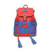 Сумки и аксессуары handmade. Livemaster - original item Backpacks: Women`s Leather Backpack Bag Blue-red Poly Mod. SR13m-791. Handmade.