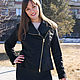Black suede jacket with asymmetrical zipper, Biker style jacket, Outerwear Jackets, Novosibirsk,  Фото №1