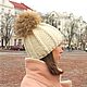 Knitted hat winter wool with Alpaca fur POM-POM. Caps. Knit Studio Yana Buryak. Online shopping on My Livemaster.  Фото №2