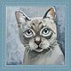 Картина с котиком портрет сиамского кота 20 на 20 см. Картины. Картины от Альбины. Интернет-магазин Ярмарка Мастеров.  Фото №2