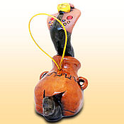 Dog Toshka, ceramic bell. Dog out of clay