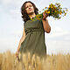 Платье льняное болотное с капюшоном, Платья, Самара,  Фото №1