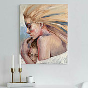 Картины и панно handmade. Livemaster - original item Mother and son, oil painting on canvas, painting family. Handmade.