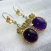 Украшения handmade. Livemaster - original item Purple rose earrings with amethysts. Handmade.