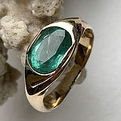 Украшения handmade. Livemaster - original item Men`s Gold Ring with Emerald (2,12ct) Handmade Ring. Handmade.