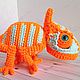 Заказать Вязаная игрушка Хамелеон, светящийся в темноте (оранжевый). Изумрудный зверь. Ярмарка Мастеров. . Мягкие игрушки Фото №3