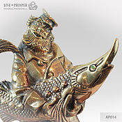 Для дома и интерьера handmade. Livemaster - original item Figurines: Bronze merchant with sturgeon-a Symbol of abundance and wealth. Handmade.