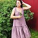 Linen dress, cocoa color, with a wide frill, loose fitting, Dresses, Tomsk,  Фото №1
