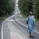Order Blue Linen Women's Long Oversize Dress with Sleeves. ZanKa. Livemaster. . Dresses Фото №3