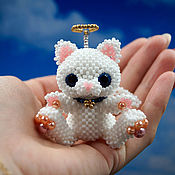 Куклы и игрушки handmade. Livemaster - original item Amigurumi Dolls and toys: Angel cat made of beads gift souvenir. Handmade.