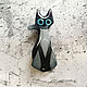 Brooch ' Gray cat with blue eyes, black, cute'. Brooches. greenfox-23. My Livemaster. Фото №6