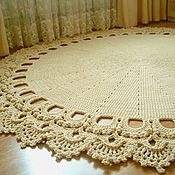 Для дома и интерьера handmade. Livemaster - original item Crocheted round rug made of cord Lily with lace trim. Handmade.