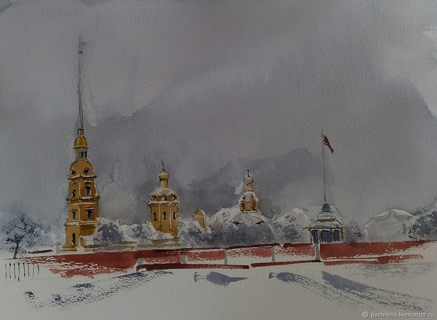 Зимний петербург детский рисунок