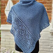 Аксессуары handmade. Livemaster - original item Knitted blue bactus shawl of asymmetric shape. Handmade.