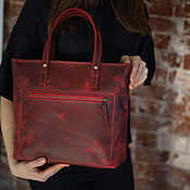 Сумки и аксессуары handmade. Livemaster - original item Women`s red leather bag, tote bag. Handmade.